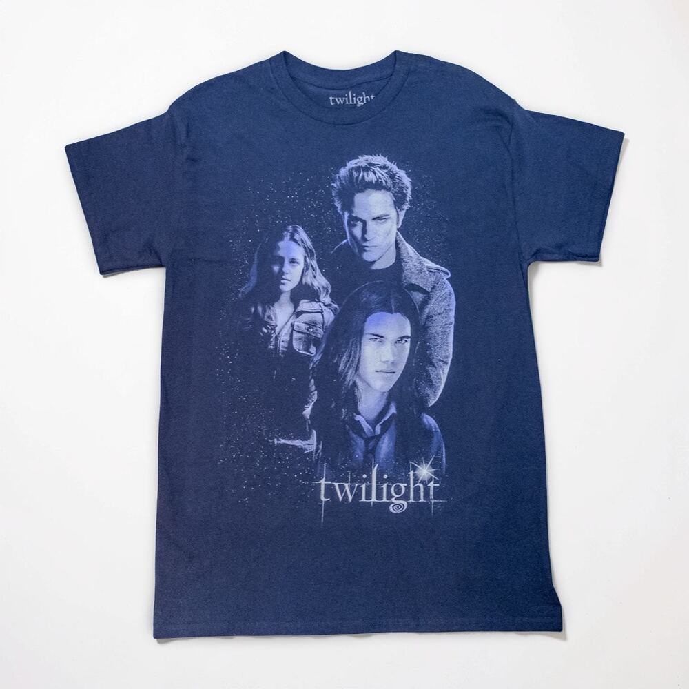 Twilight Movie Graphic T-Shirt Bella Edward Jacob Navy Tee Size M